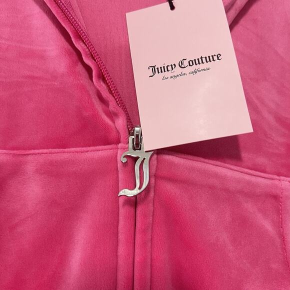 NWT Large JUICY COUTURE Velour Bling Tracksuit Hoodie & Pant Hot Pink - Picture 5 of 11